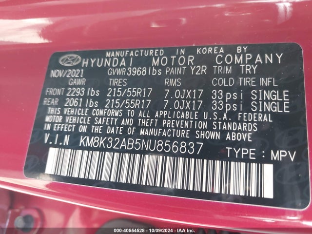 Hyundai Kona Sel 2022 KM8K32AB5NU856837 Image 9