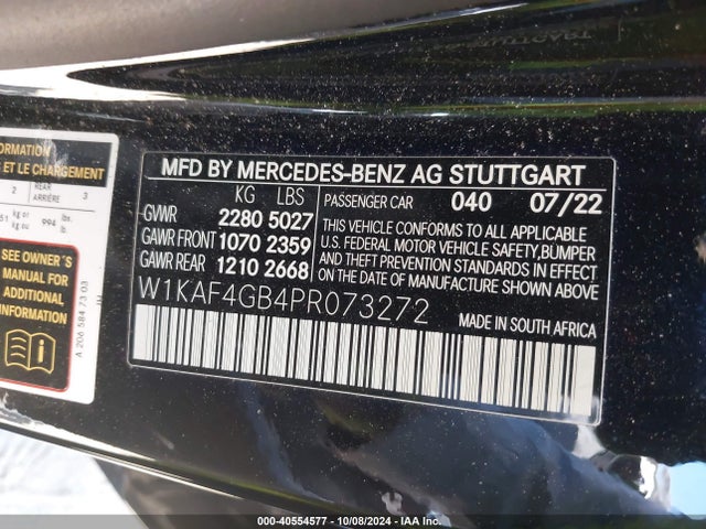 W1KAF4GB4PR073272 Mercedes-Benz C 300 Sedan