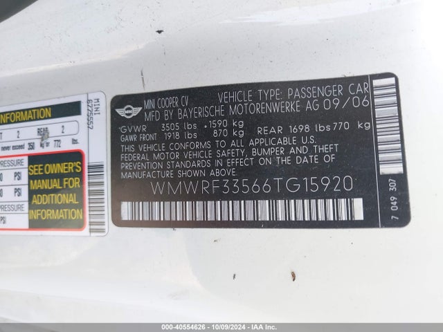2006 MINI COOPER WMWRF33566TG15920 Photo 8