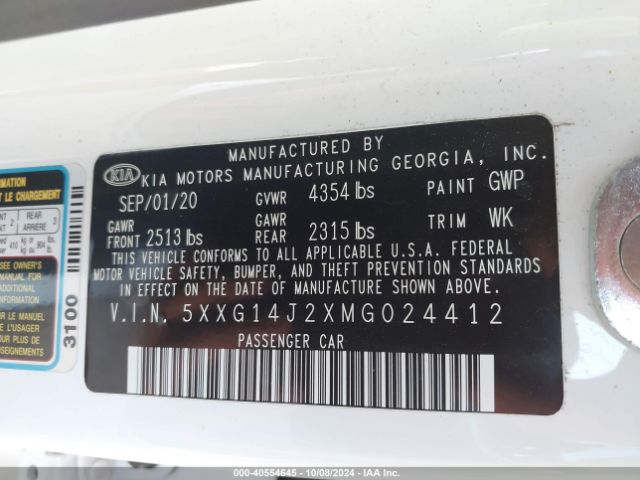 5XXG14J2XMG024412 KIA K5 LXS