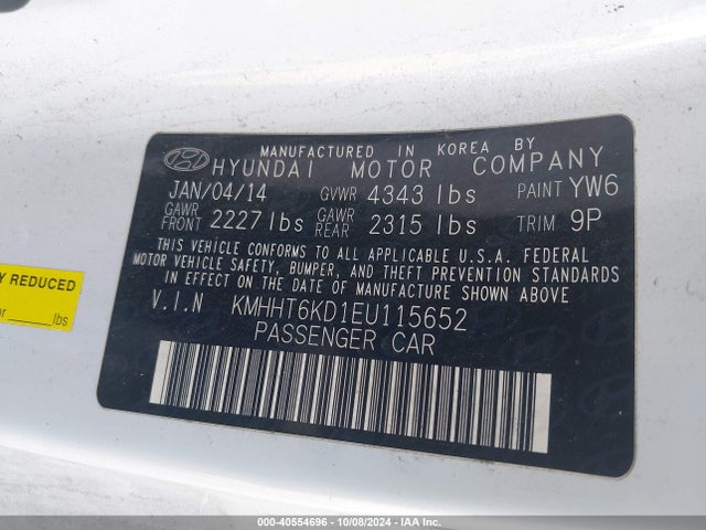 Hyundai Genesis 2.0t 2014 KMHHT6KD1EU115652 Image 9