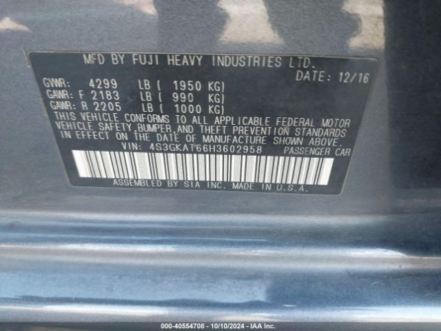 4S3GKAT66H3602958 Subaru Impreza 2.0i Limited