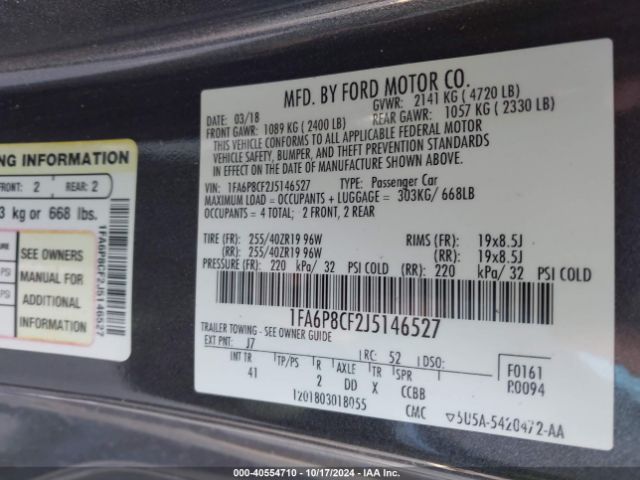 Ford Mustang Gt Premium 2018 1FA6P8CF2J5146527 Image 9