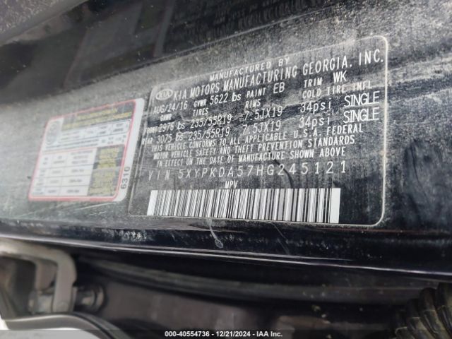 5XYPKDA57HG245121 KIA Sorento 3.3l Sx