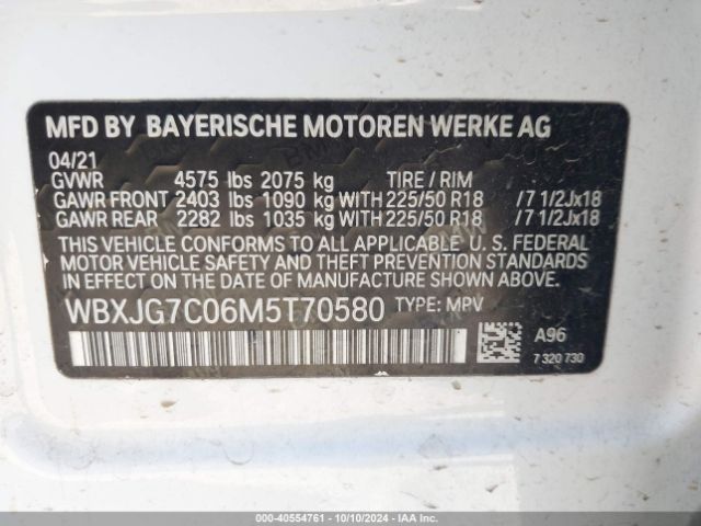 WBXJG7C06M5T70580 BMW X1 Sdrive28i