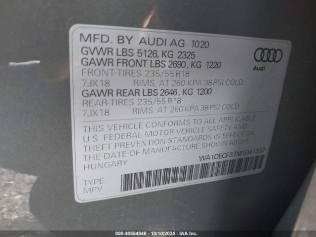 WA1DECF37M1041337 Audi Q3 Premium 45 Tfsi S Line Quattro Tiptronic