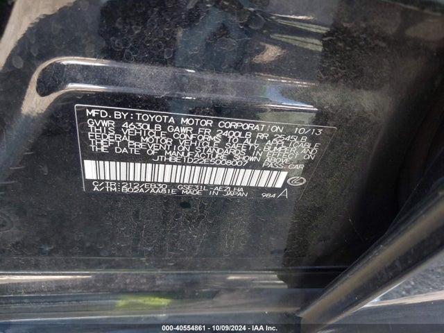 Lexus IS 350 2014 JTHBE1D22E5008007 Image 9