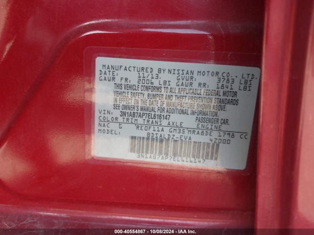 Nissan SENTRA SV 2014 3N1AB7AP7EL616147 Image 9