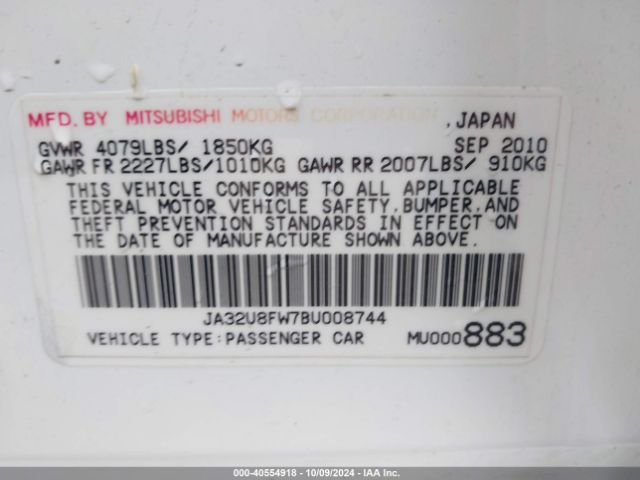 2011 MITSUBISHI LANCER JA32U8FW7BU008744 Photo 8