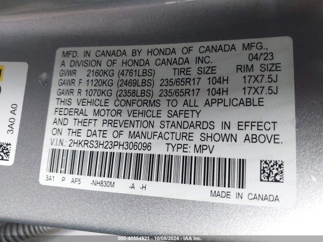 Honda Cr-v Lx 2wd 2023 2HKRS3H23PH306096 Image 9