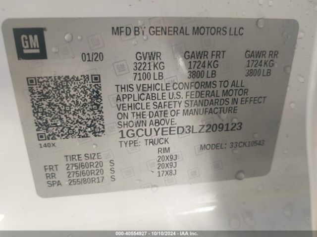 1GCUYEED3LZ209123 Chevrolet Silverado 1500 4wd  Short Bed Rst
