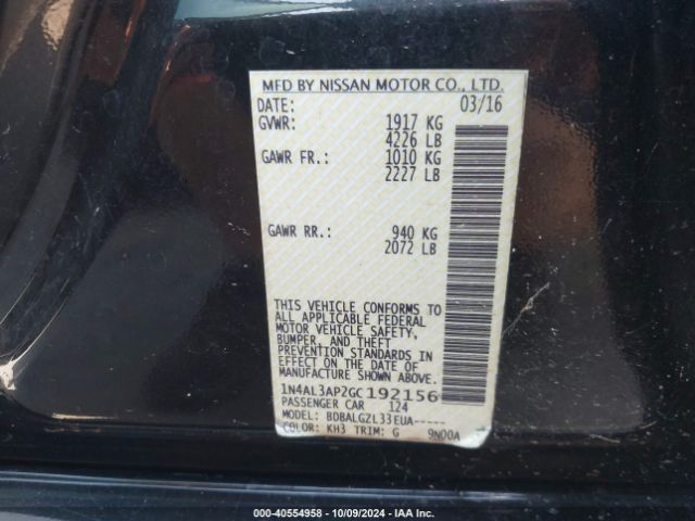 1N4AL3AP2GC192156 Nissan Altima 2.5/2.5 S/2.5 Sl/2.5 Sr/2.5 Sv