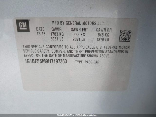 1G1BF5SM9H7197363 Chevrolet Cruze Premier Auto