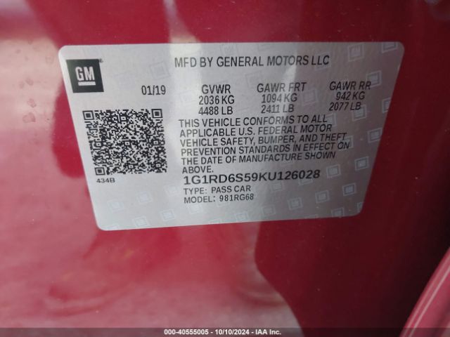 1G1RD6S59KU126028 Chevrolet Volt Premier