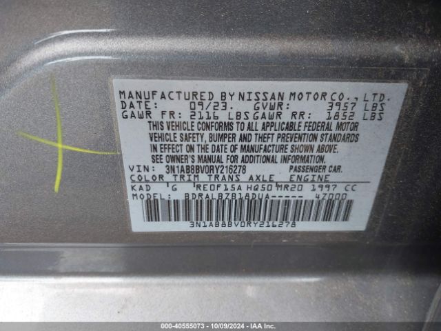 3N1AB8BV0RY216278 Nissan Sentra S Xtronic Cvt