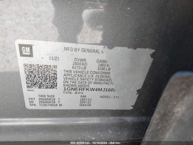 1GNERFKW4MJ160597 Chevrolet Traverse Fwd Ls