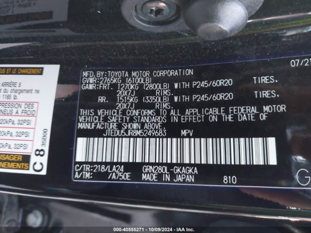 JTEDU5JR8M5249683 Toyota 4runner Limited