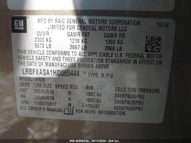 LRBFXASA1HD065444 Buick Envision Preferred