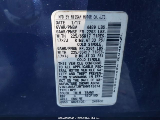 JN8AT2MT8HW143674 Nissan ROGUE S