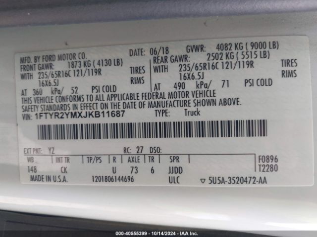 1FTYR2YMXJKB11687 Ford Transit-250