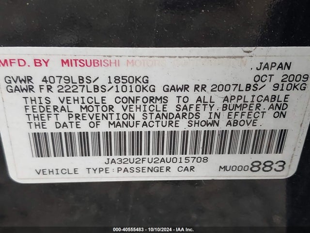 2010 MITSUBISHI LANCER JA32U2FU2AU015708 Photo 8