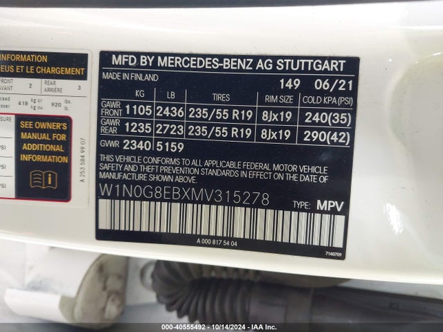 W1N0G8EBXMV315278 Mercedes-Benz Glc 300 4matic Suv