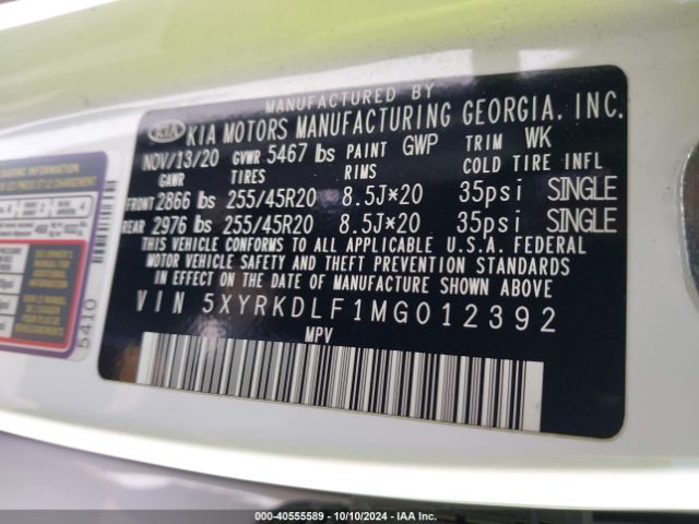 5XYRKDLF1MG012392 KIA Sorento Sx Prestige