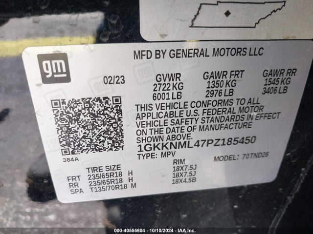 1GKKNML47PZ185450 GMC Acadia Fwd Slt
