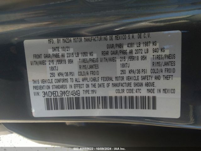 3MVDMBDL9MM314849 Mazda Cx-30 Premium