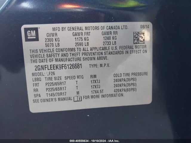 Chevrolet EQUINOX LS 2015 2GNFLEEK9F6126681 Image 9