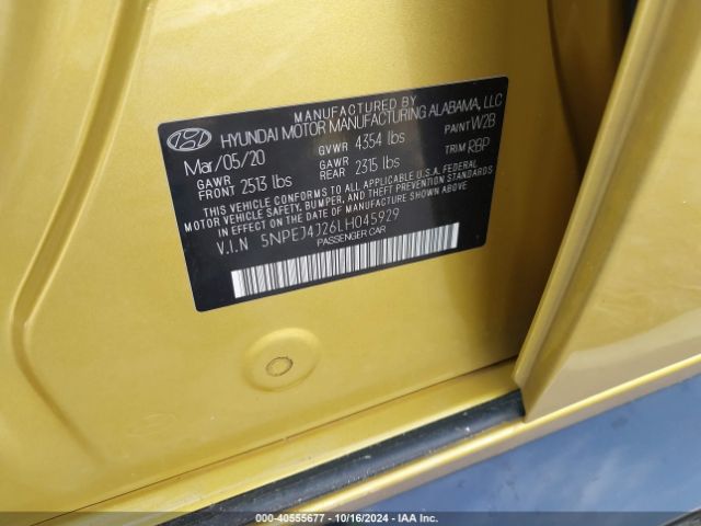 5NPEJ4J26LH045929 Hyundai Sonata Sel Plus