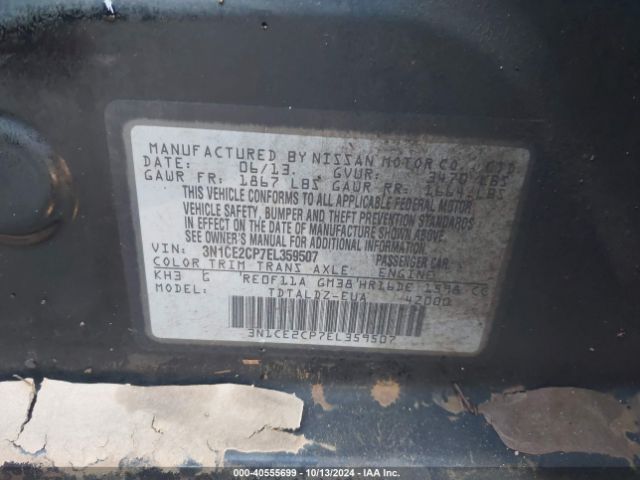 3N1CE2CP7EL359507 Nissan Versa Note Sv