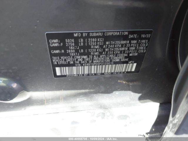 4S4BTGPD5P3125615 Subaru Outback Touring Xt