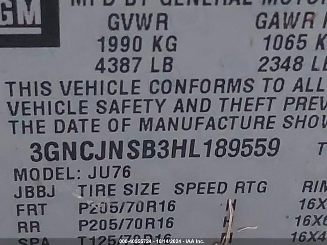 Chevrolet TRAX LS 2017 3GNCJNSB3HL189559 Image 9