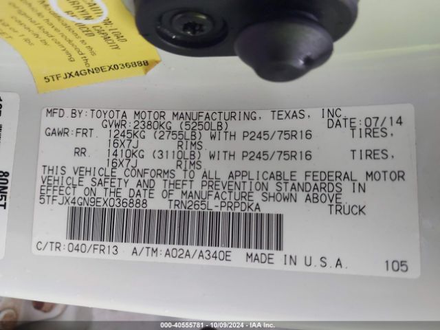 5TFJX4GN9EX036888 Toyota Tacoma Prerunner