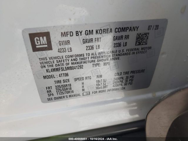 KL4MMFSL5MB041292 Buick Encore Gx Fwd Essence