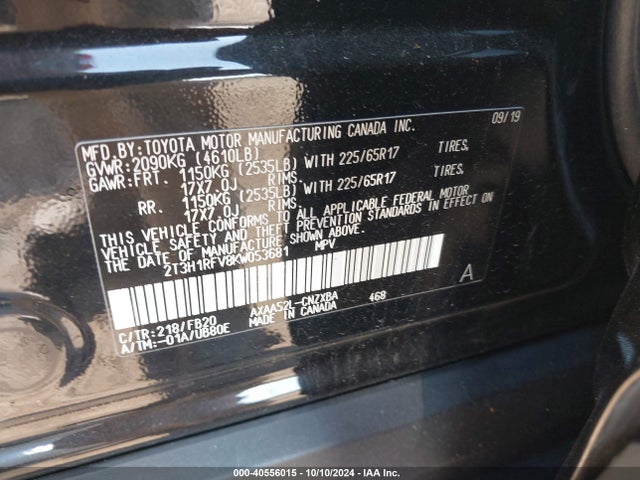 Toyota RAV4 LE 2019 2T3H1RFV8KW053681 Image 9