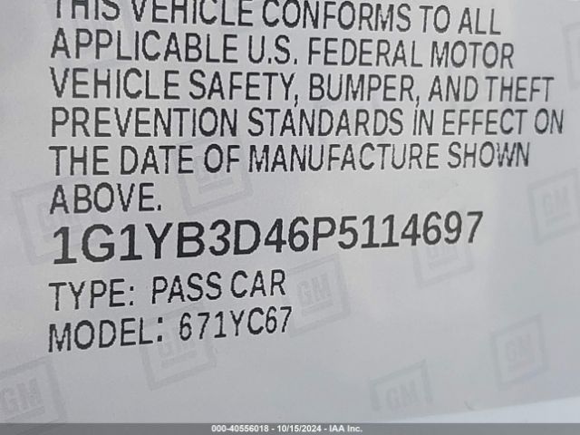 1G1YB3D46P5114697 Chevrolet Corvette Stingray Rwd  2lt