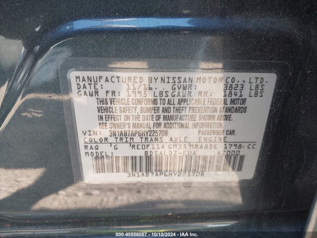 Nissan SENTRA SV 2017 3N1AB7AP6HY225708 Image 8