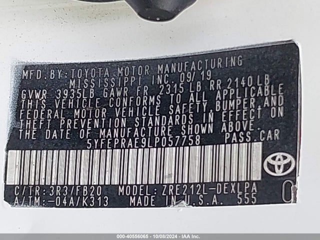 Toyota COROLLA LE 2021 5YFEPMAE4MP180078 Image 9