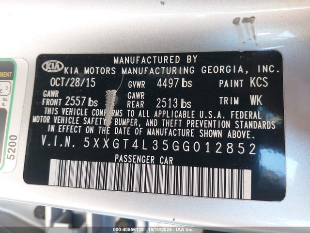 KIA Optima Lx 2016 5XXGT4L35GG012852 Image 9