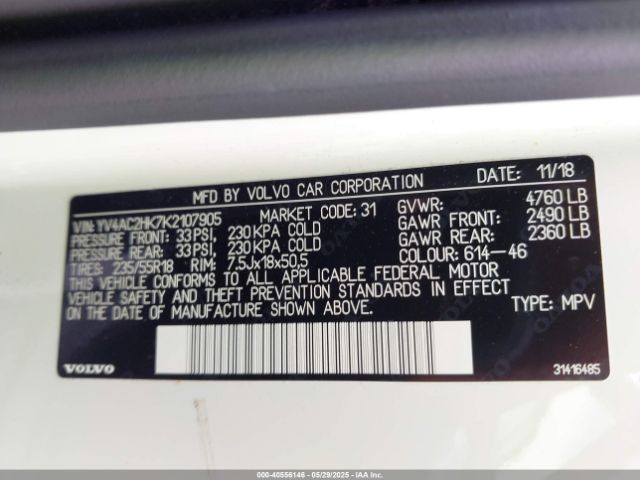 2019 VOLVO XC40 YV4AC2HK7K2107905 Photo 8