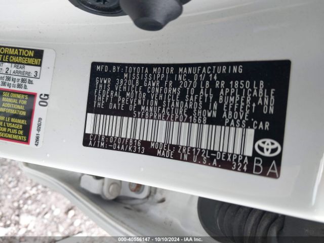 5YFBPRHE7EP071668 Toyota Corolla Le Eco Plus