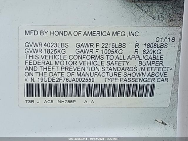 19UDE2F76JA002559 Acura Ilx Premium Package/technology Plus Package