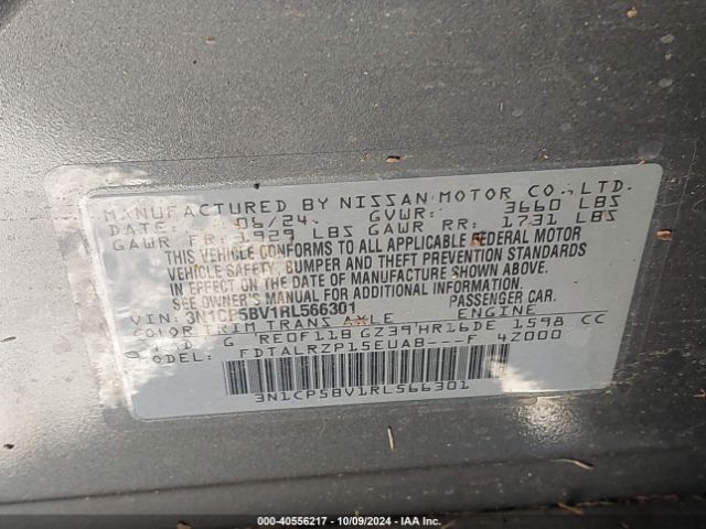 3N1CP5BV1RL566301 Nissan Kicks S Xtronic Cvt