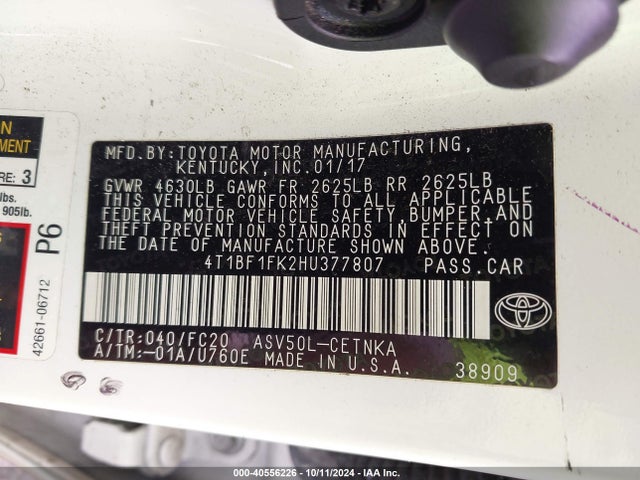 Toyota CAMRY LE 2017 4T1BF1FK2HU377807 Image 9