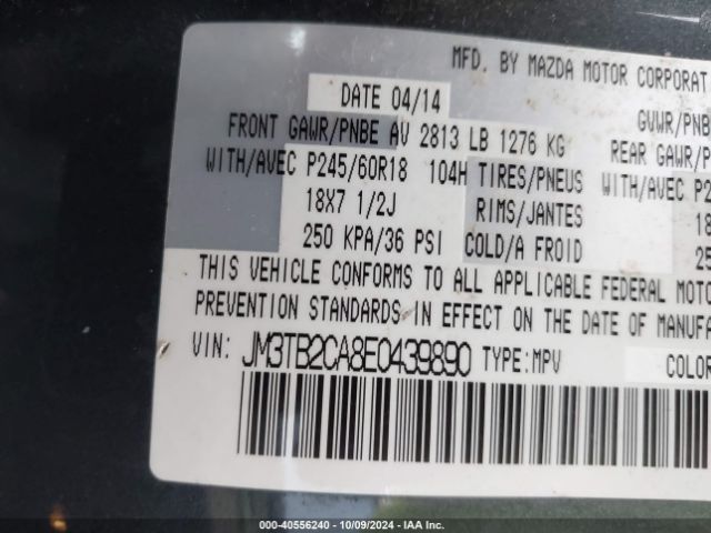 JM3TB2CA8E0439890 Mazda Cx-9 Touring