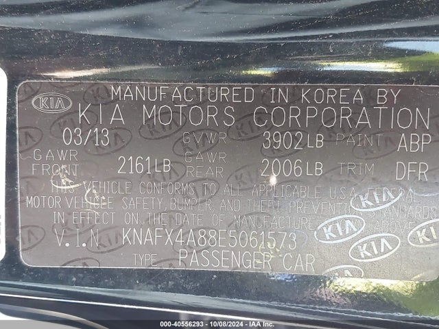 KIA FORTE EX 2014 KNAFX4A88E5061573 Image 9