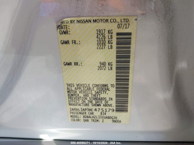 Nissan Altima 2.5 Sr 2017 1N4AL3AP3HC475179 Image 9