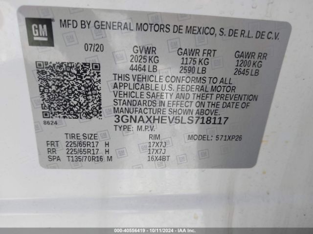 2020 CHEVROLET EQUINOX 3GNAXHEV5LS718117 Photo 8